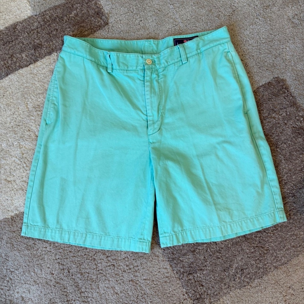 Vineyard Vines Club Short Mens 35 Seafoam Green Cotton Twill Flat Front Shorts